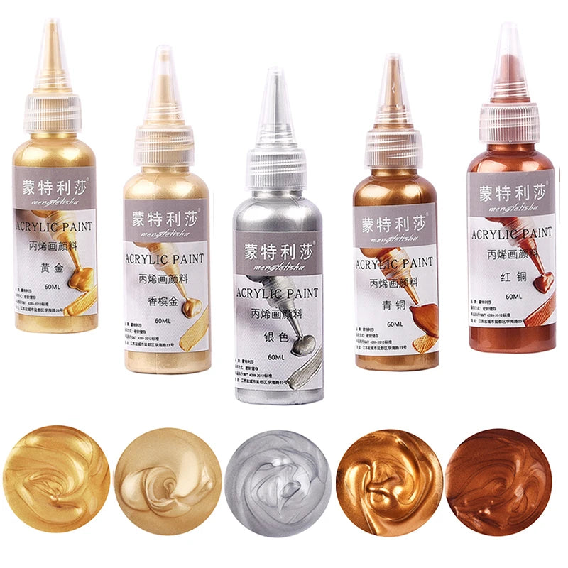 Metal Acrylic Paint 60ml Resin Pigment for Jewelry Crafting & DIY Art