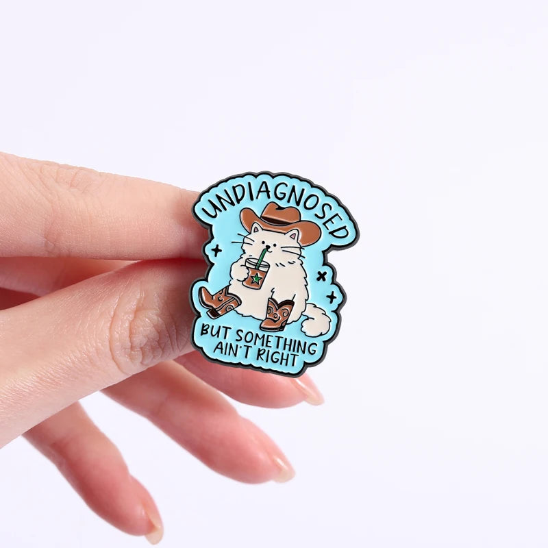 Cute Cowboy Cat Enamel Brooch Pin - Animal Lapel Badge Jewelry Gift