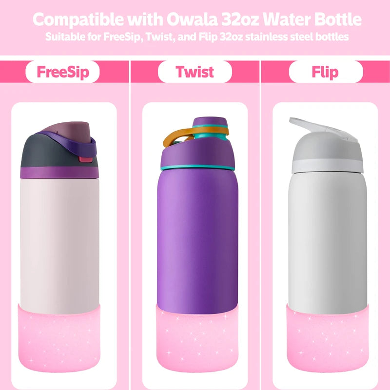 Silicone Water Bottle Boot for 24oz-40oz Owala Bottles, Anti-Slip Protective Sleeve
