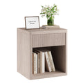 Wooden End Table with Fluted Drawer Front and Open Shelf - Mid Century Modern Nightstand