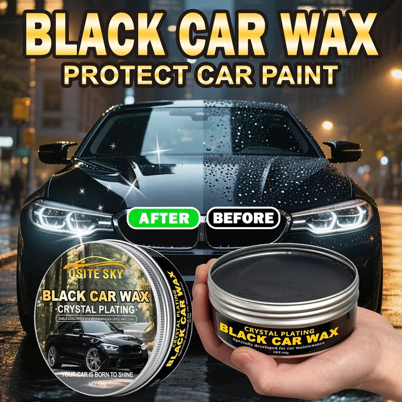 Black Car Wax with Crystal Plating - Scratch Remover & Hydrophobic Ceramic Coating for High Gloss Finish