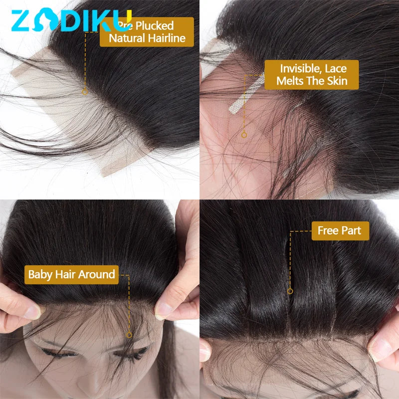 Brazilian Human Hair Lace Closure 13x4 4x4 5x5 6x6 Straight Pre-Plucked