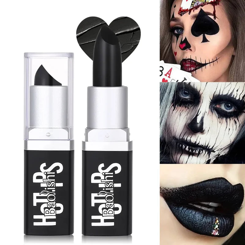 Matte Black Lipstick Makeup - Waterproof, Durable, Halloween Pearl Lip Gloss Stick 1pcs