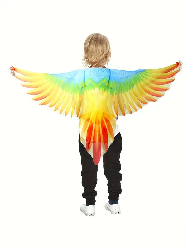 Kids Bird Costume Cloak Set with Parrot Wings & Mask for Halloween & Parties