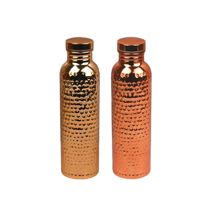 800ml Electroplated Copper Water Bottle with One-Click Open Lid - Stainless Steel Sports Flask