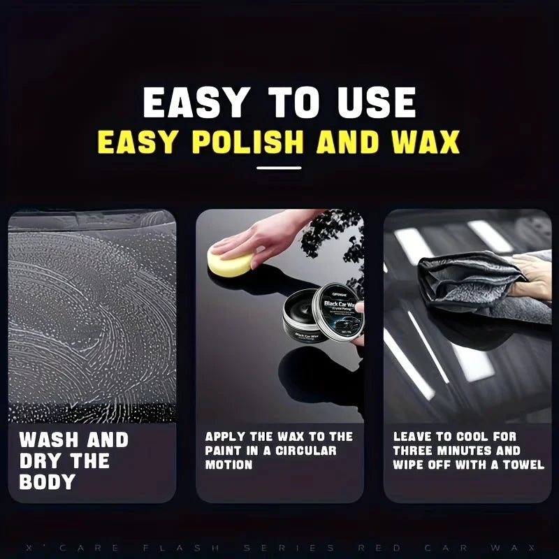 Black Car Wax with Crystal Plating for Deep Shine & Scratch Repair - Multiple Colors