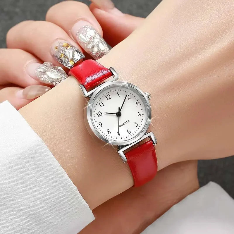 Fashion Women’s Leather Strap Quartz Watch Small Dial Multiple Colors