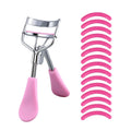 Portable Eyelash Curler Set with Silicone Pads - Stainless Steel Beauty Tool