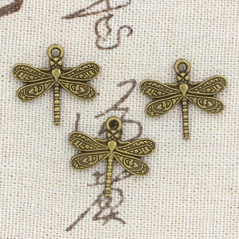 12pcs Charms Dragonfly Pendant Set for DIY Jewelry Making - Vintage Tibetan Bronze & Silver