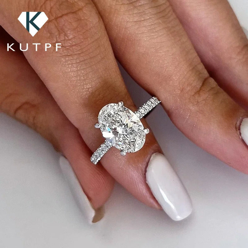 Oval Cut Moissanite Engagement Ring for Women 1-4 Carat S925 Silver Wedding Band