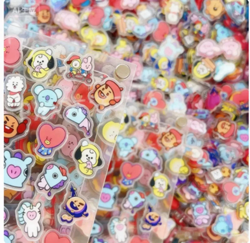 40PCS Kawaii BT21 Acrylic Sheets DIY Phone Case Decoration Material CHIMMY COOKY KOYA TATA