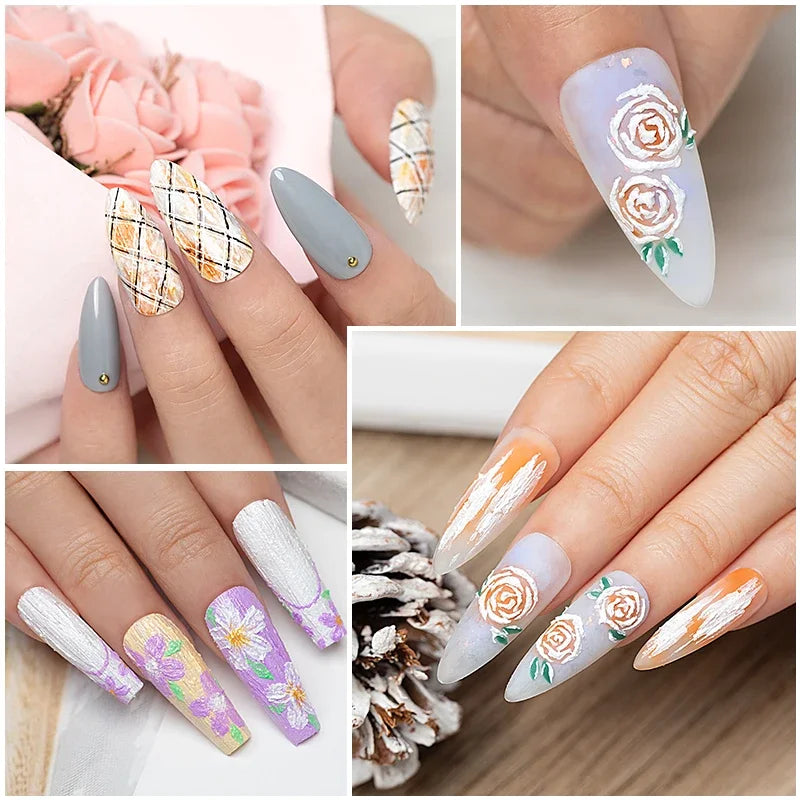 3D Sand Gypsum Gel Nail Art Kit - Textured Painting & Sculpting Gel