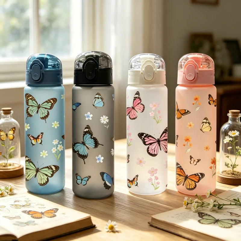 780ml Cartoon Kids Water Bottle with Leakproof Straw & Carry Strap - Large Capacity Portable Hydration