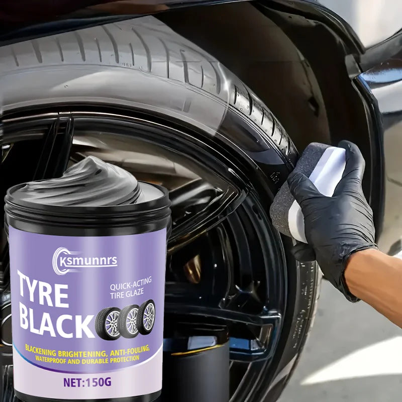 Black Glossy Car Tire Wax - Long-Lasting Tire & Plastic Interior Protectant