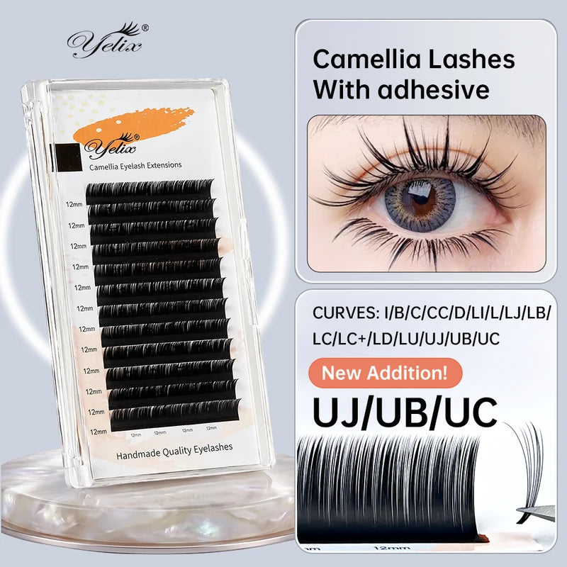False Eyelash Extensions with Adhesive - Self-Making Fans for Volume & Natural Look