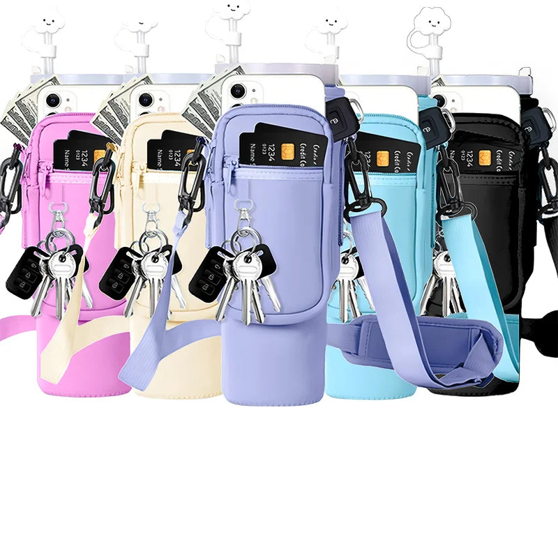 Insulated Water Bottle Carrier Bag for 40oz Bottles with Adjustable Shoulder Strap
