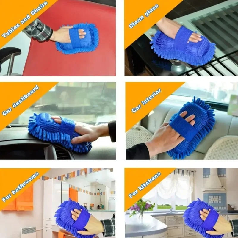 Microfiber Car Wash Sponge Cleaning Brush Pad - Blue