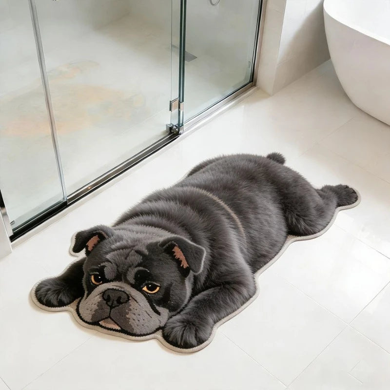 Dog Pattern Plush Rug for Living Room and Bedroom - Soft, Washable Animal-Shaped Carpet