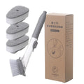 2-in-1 Kitchen Cleaning Brush with Removable Sponge & Soap Dispenser - Long Handle, Scraper