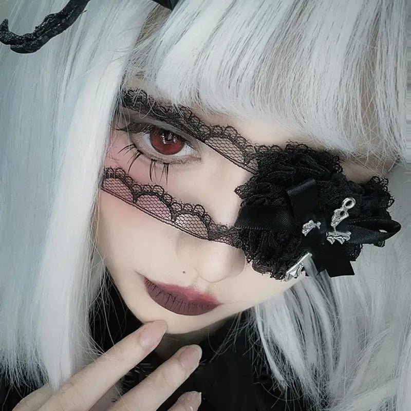 Gothic Cross Eye Mask Women Halloween Cosplay Lace Eyewear Accessory