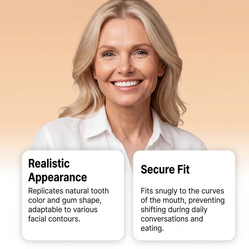 Full Denture Set Resin False Teeth with Mirror & Storage Box - Cosmetic & Temporary
