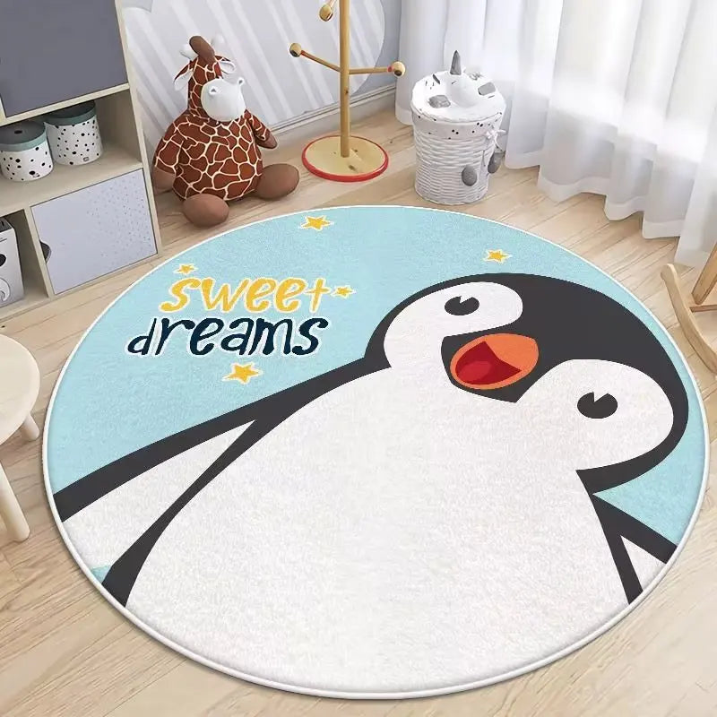 Cute Cartoon Flannel Carpet Rug Non-Slip Play Mat for Living Room & Children's Room