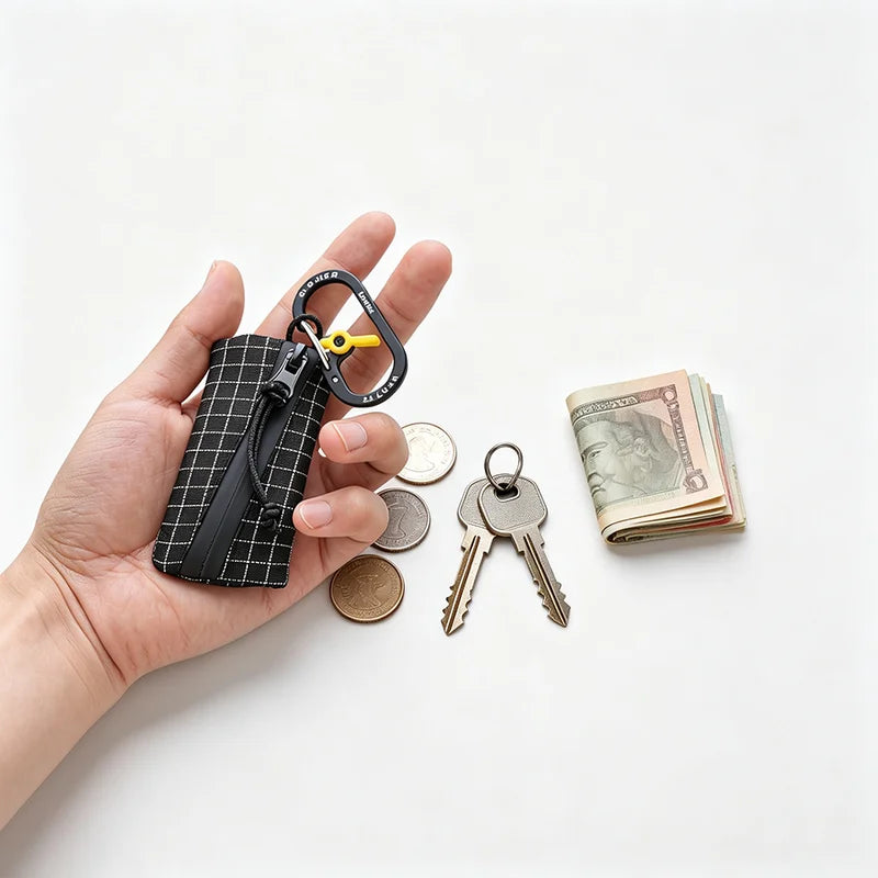 Ultralight Trail Coin Pouch - Upcycled Gridstop Zip EDC Holder for Backpacking and Travel