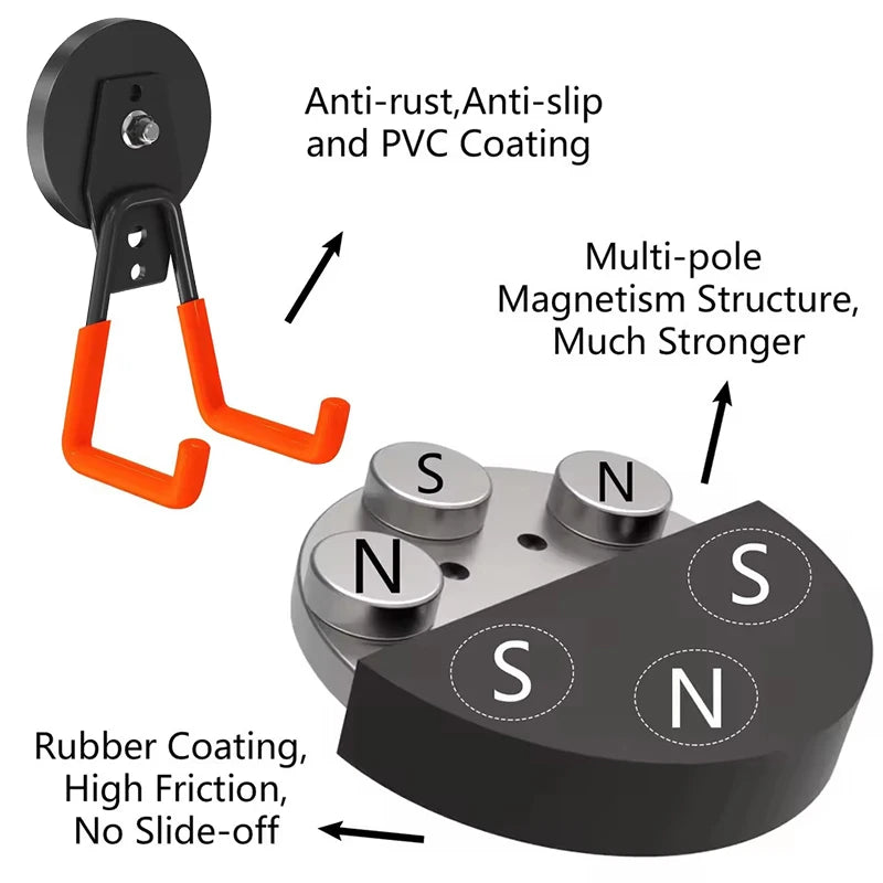 Heavy Duty Magnetic Hooks for Garage Home Garden Tool Hanging Nail-Free Installation