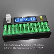 Multifunctional Battery Charger 12 Slot for Li-ion NiMH 9V Batteries - Universal