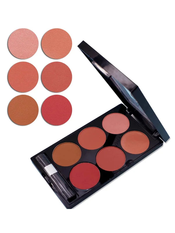 6-Color All-in-One Blush and Contouring Makeup Palette - Pearlescent Matte Powder