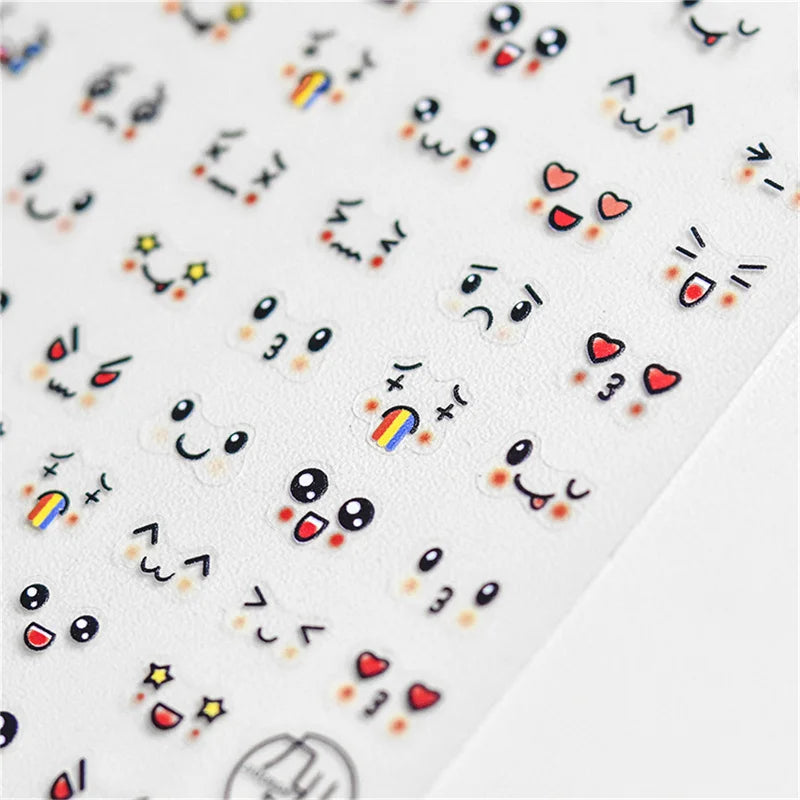 Japanese 5D Cartoon Face Nail Art Stickers Kawaii Acrylic Decals for Manicure DIY