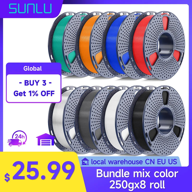 Silk PLA+ PETG 3D Printer Filament Bundle 250g Assorted Colors - Vacuum Sealed