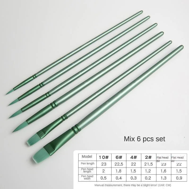Watercolor Brush Set with Soft Nylon Bristles - Round, Flat, Pointed for Beginners