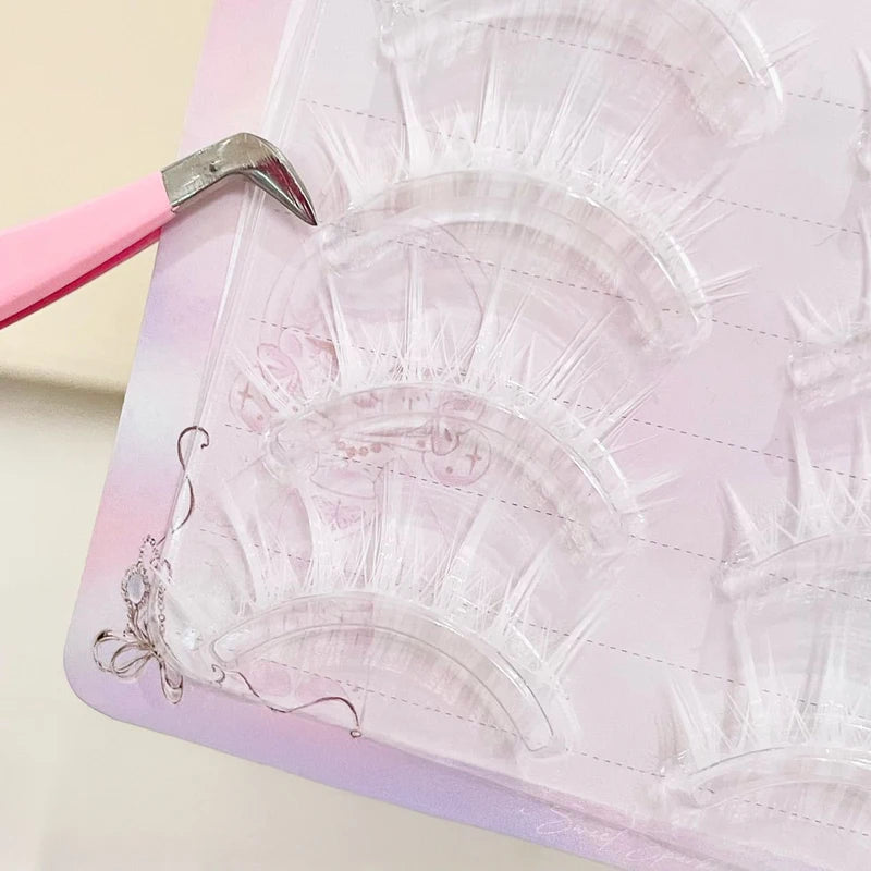 White Natural Look False Eyelashes Full Strip Wispy Reusable Makeup Lashes