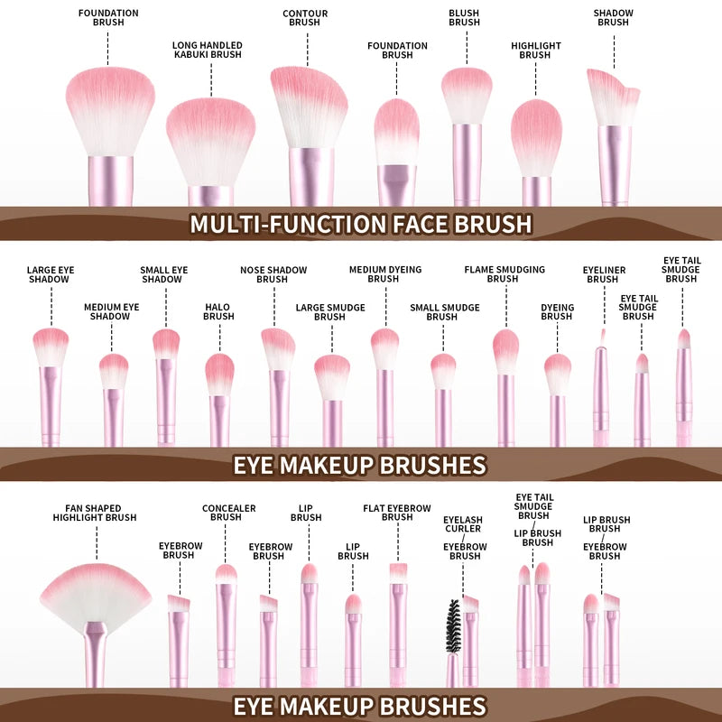 Professional Makeup Brush Set 30 Pcs Synthetic Face & Eye Cosmetic Tools