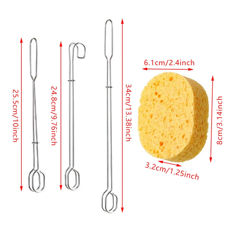 Stainless Steel Bottle Brush with Replaceable Sponge Head for Glass & Bottle Cleaning