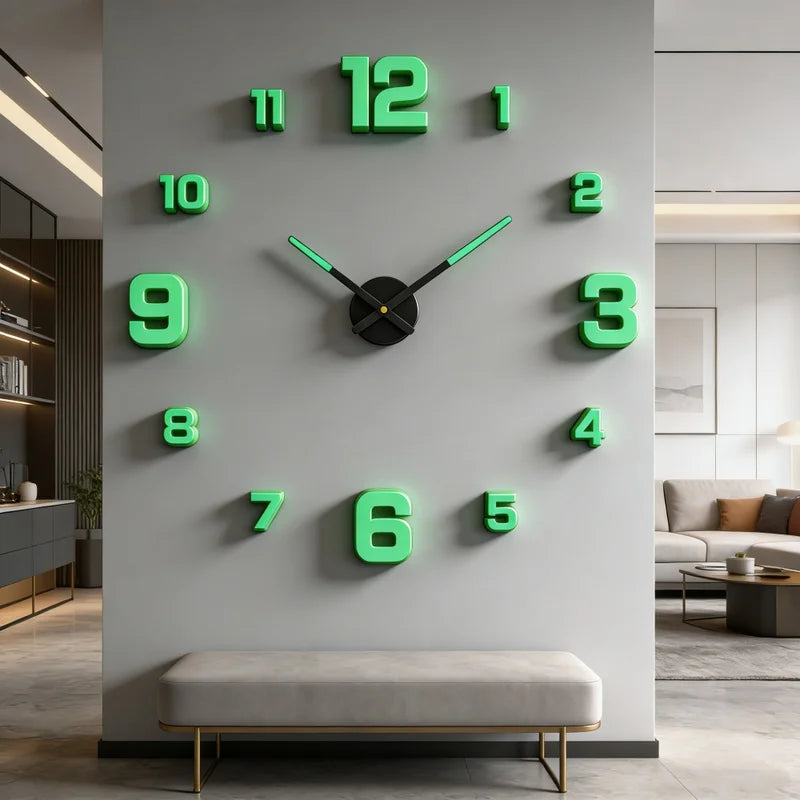 Large Modern Wall Clock - DIY Frameless Acrylic Mirror Decor for Living Room