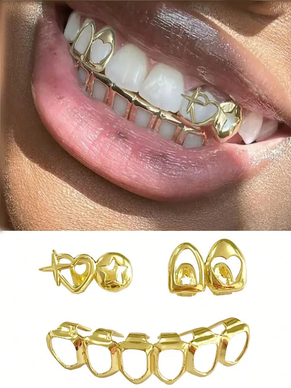 Fashion Tooth Decorations Heart & Star Design for Hip-Hop Party - All Variants