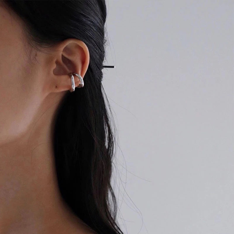 Fake Ear Cuff Double Circle Faux Earrings for Women & Men – Vintage Hiphop Jewelry