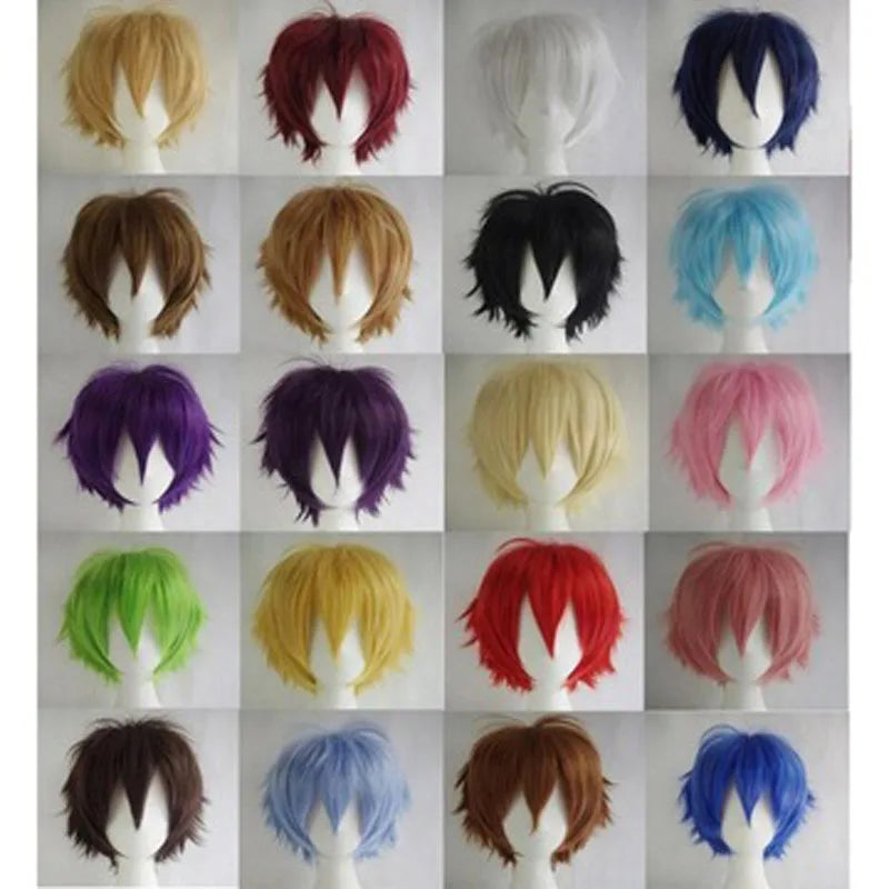 Halloween Cosplay Wigs for Men and Women 12 Inch Heat-Resistant Anime Style Costumes