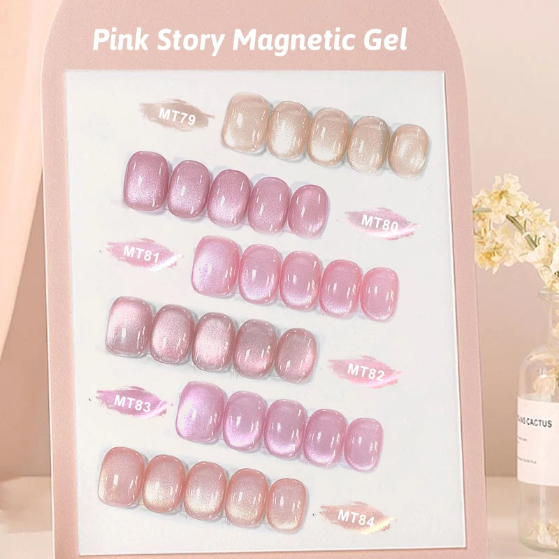 Magnetic Gel Nail Polish - Nude Pink, Gold, Semi-Permanent UV Varnish for DIY Manicure