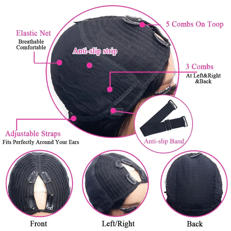 Human Hair Wigs U Part Natural Color 28-32 Inch Thick Remy Brazilian Hair for Women