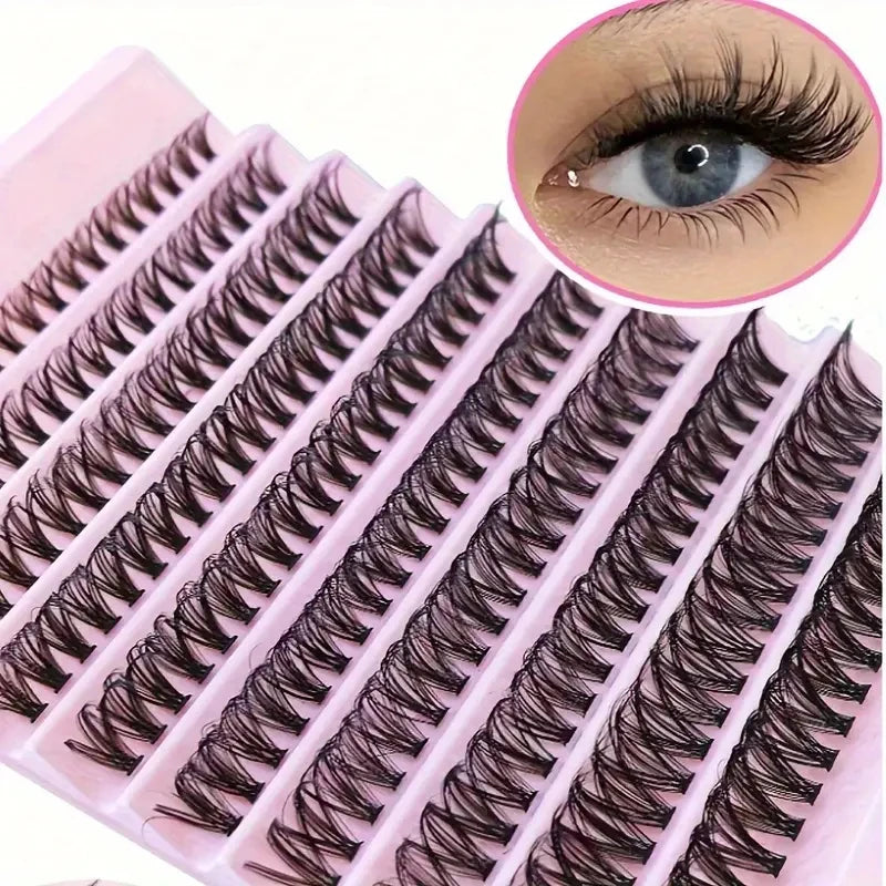 False Eyelash Set with Faux Mink Fur Fluffy Natural Look 200 Pieces