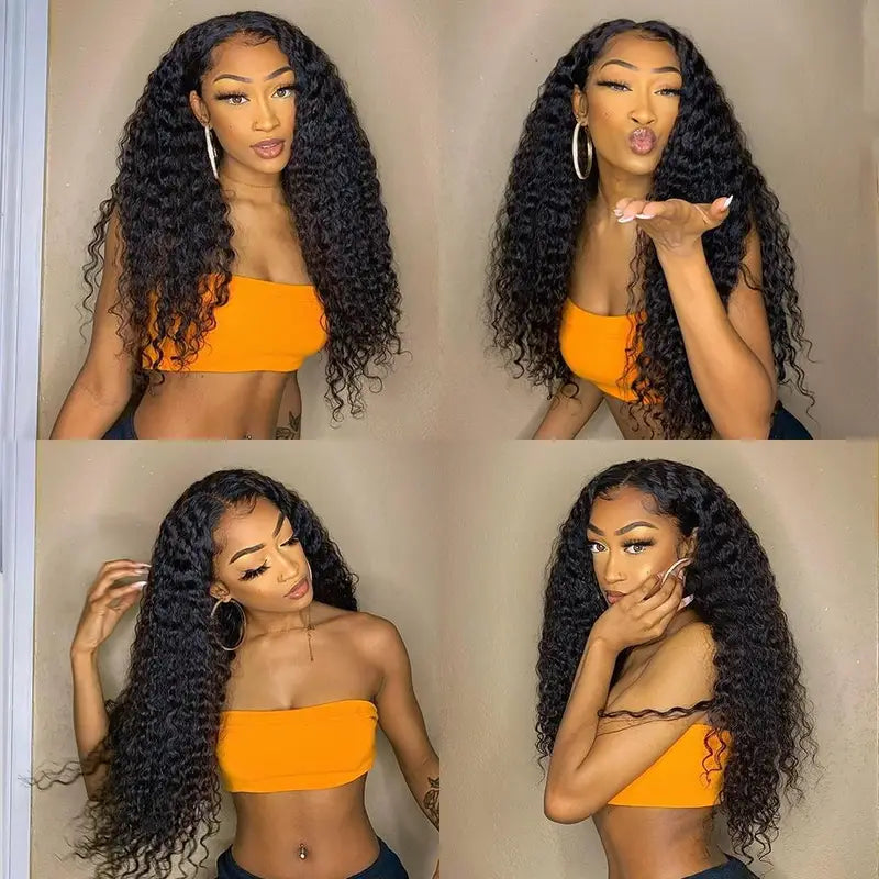 Deep Wave Frontal Wig 13x4 13x6 HD Transparent Lace 250% Density Human Hair