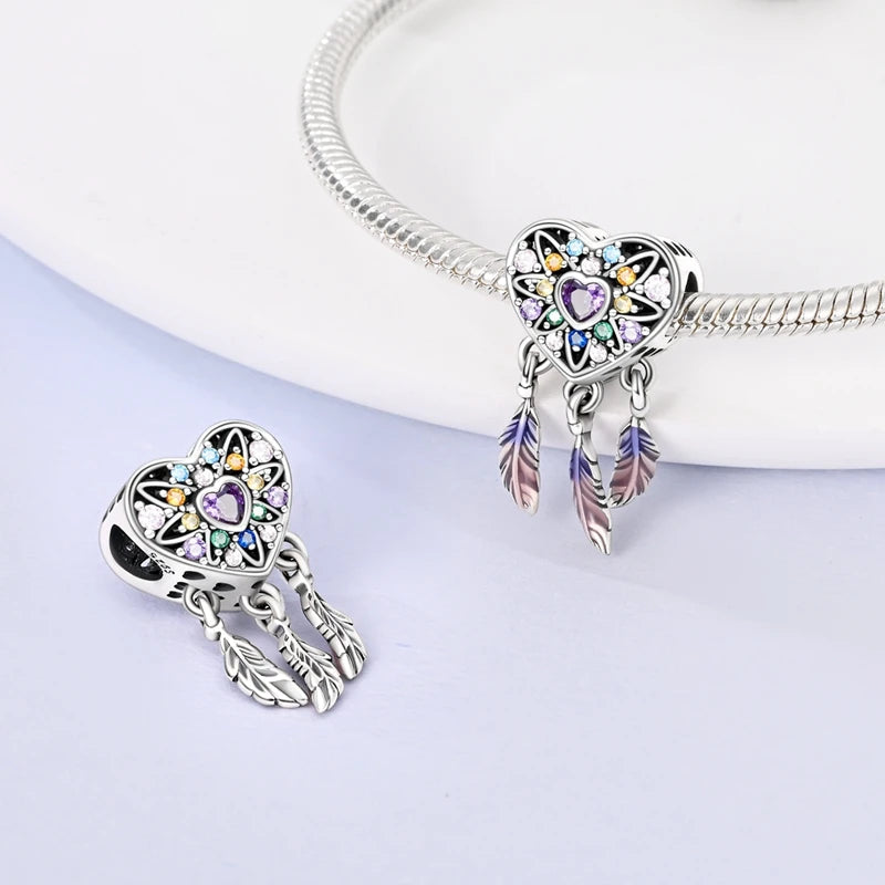 Colorful Dreamcatcher Charm Beads for Bracelets & Necklaces - Sterling Silver & More
