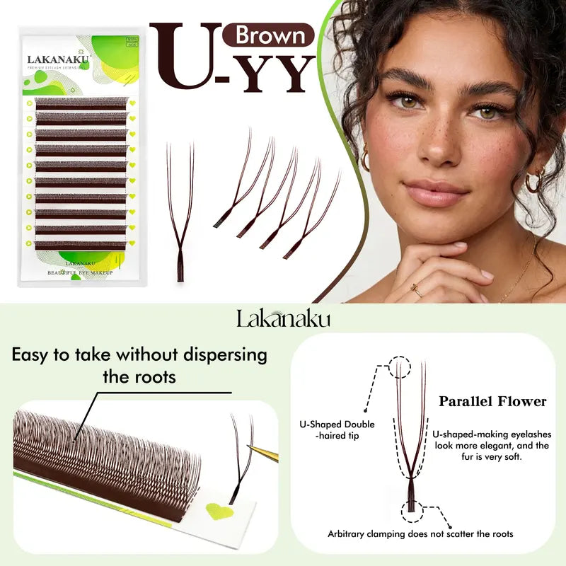 Premade 2D Eyelash Extensions M Curl Fan L-Shaped Eyelash Clusters for Lash Extension