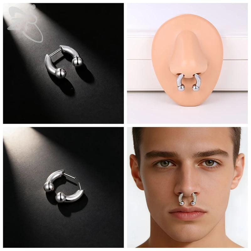 Stainless Steel Nose Piercing Plug with Septum Ring Expander 8mm - Gold