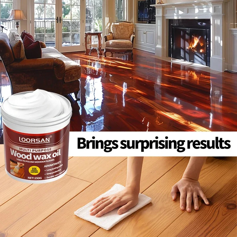 Furniture and Floor Wood Wax Oil - Almond & Beeswax Polish Cream, Quick Application