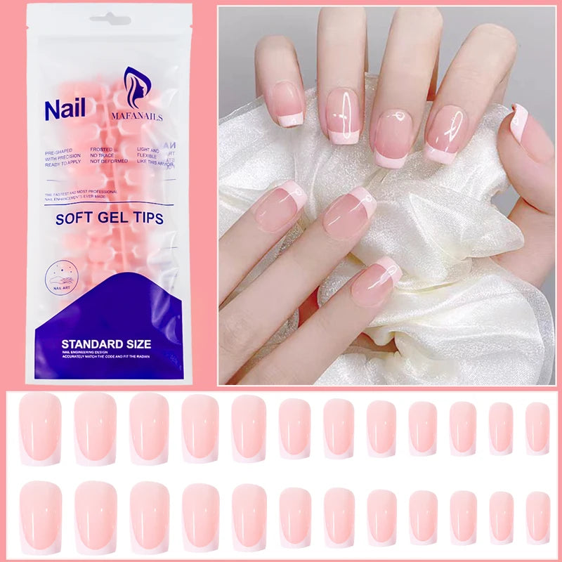 120Pcs Short Square Coffin Fake Nail Tips - Glossy Full Cover False Nails