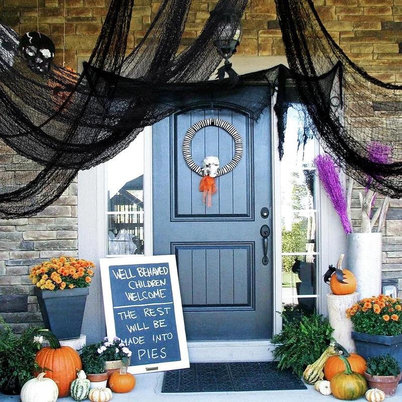 Halloween Gauze Cloth Decoration Set - Spooky Black Fabric for Indoor Outdoor Home Decor